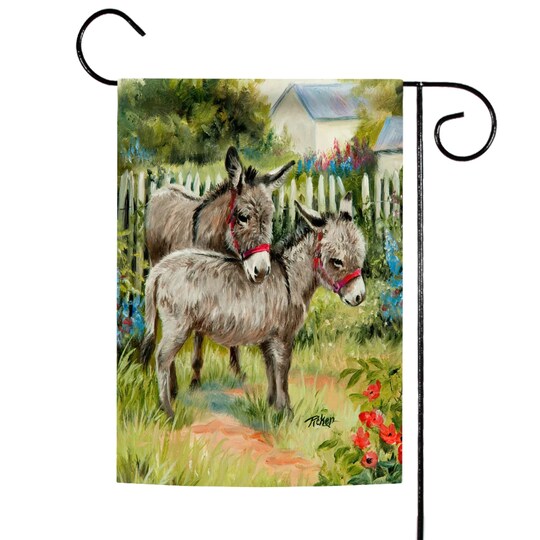 Toland Home Garden; Toland Home Garden Donkeys in the Backyard Outdoor Garden Flag 18" x 12.5"; Category:Yard Stakes & Flags; Image:1